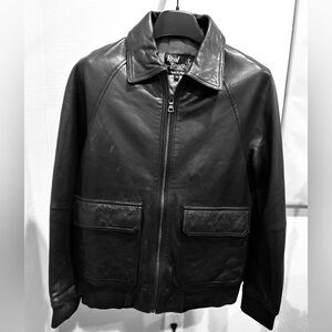 Black Men's leather Bomber Jacket